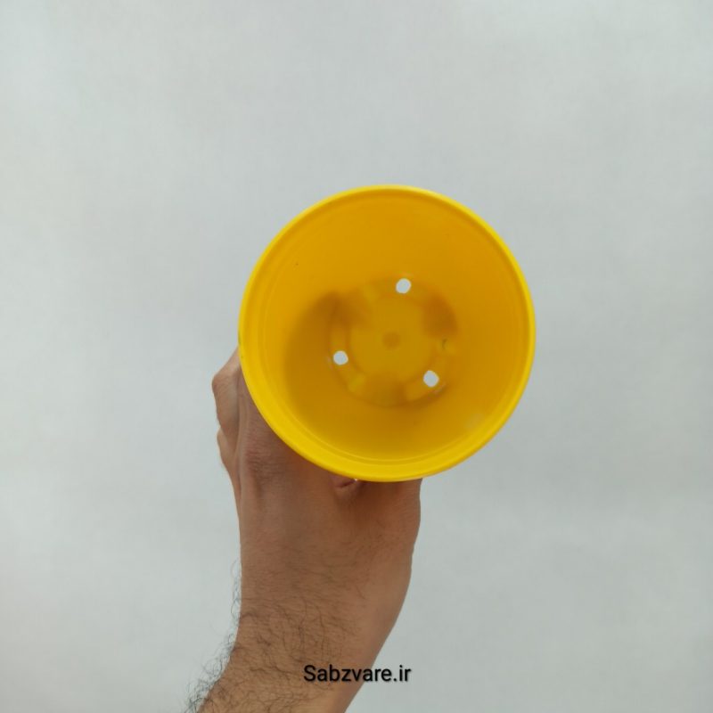 گلدان پلاستیکی زرد سایز 9