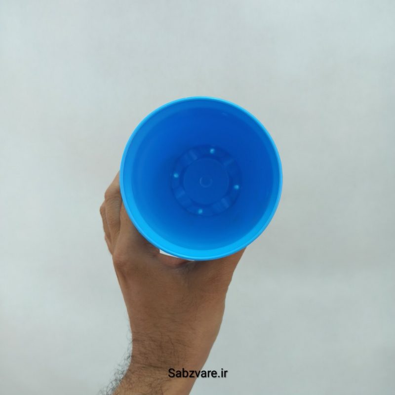 گلدان پلاستیکی آبی آسمانی سایز 9